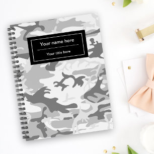 Grey Camo, Winter Camo, Snow Camouflage, Military Notebook