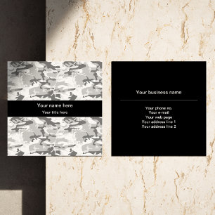 Grey Camo, Winter Camo, Snow Camouflage, Military Square Business Card