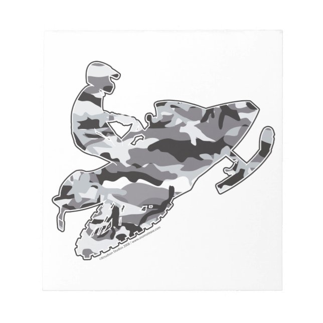 Grey Camoflage Snowmobiler Notepad (Front)