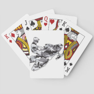 Grey Camoflage Snowmobiler Playing Cards