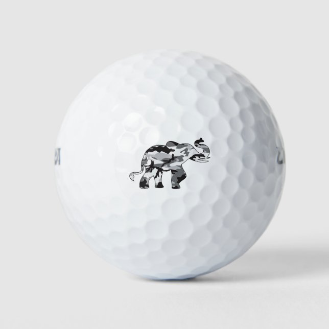 Grey-Camoflauge-Elephant Golf Balls (Front)