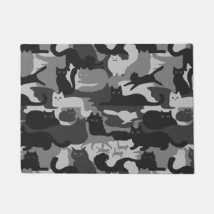 Grey Camouflage Cats Pattern Grey Kitty Cats Camo Doormat