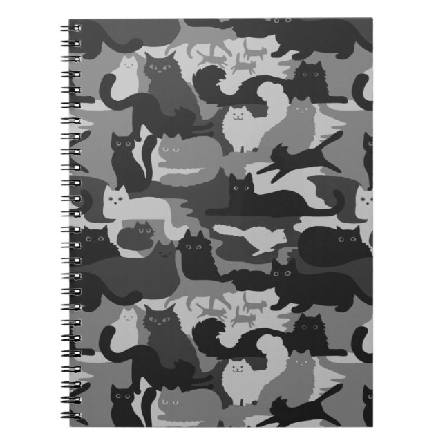 Grey Camouflage Cats Pattern Grey Kitty Cats Camo Notebook (Front)