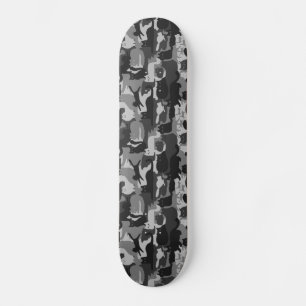 Grey Camouflage Cats Pattern Grey Kitty Cats Camo Skateboard