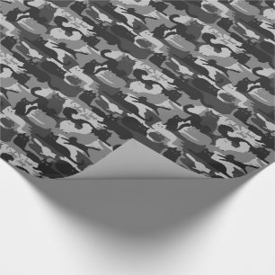Grey Camouflage Cats Pattern Grey Kitty Cats Camo Wrapping Paper