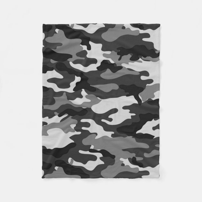 Grey Camouflage Fleece Blanket (Front)