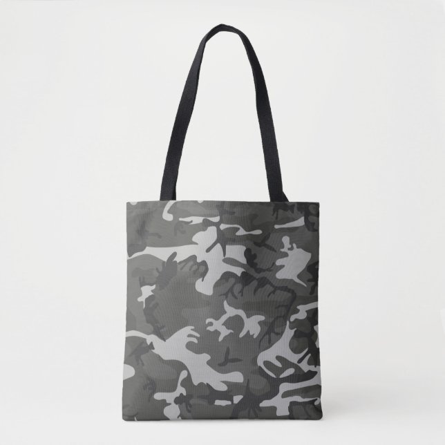 Grey Camouflage Military Camo Pattern Tote Bag (Front)