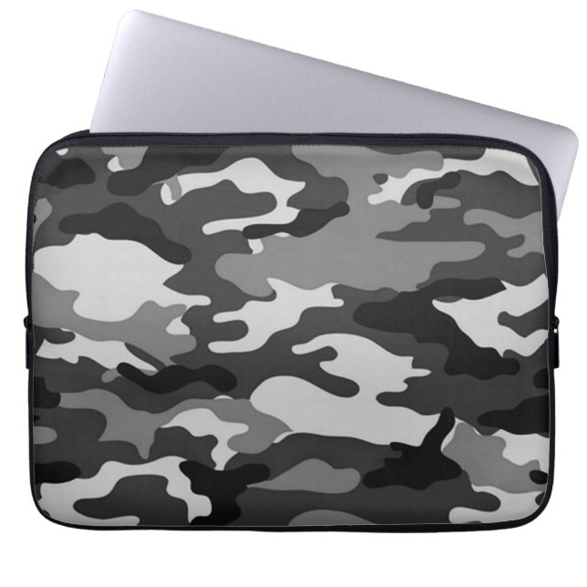 Grey camouflage | Neoprene Laptop Sleeve (Front)