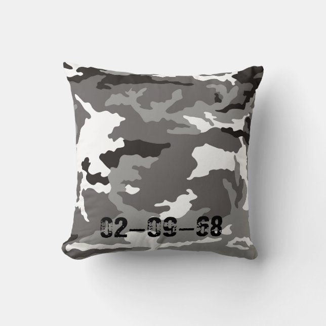 Grey camouflage pattern cushion (Front)