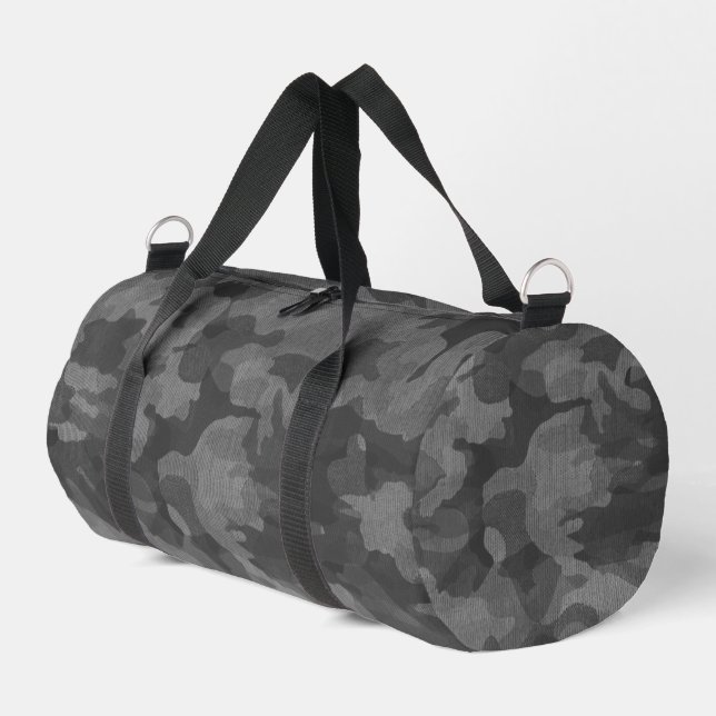Grey Camouflage Pattern Duffle Bag (Left Corner)