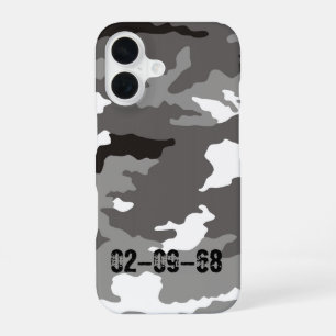 Grey camouflage pattern iPhone 16 case