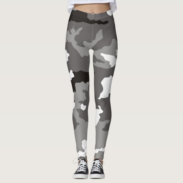 Grey camouflage pattern leggings (Front)