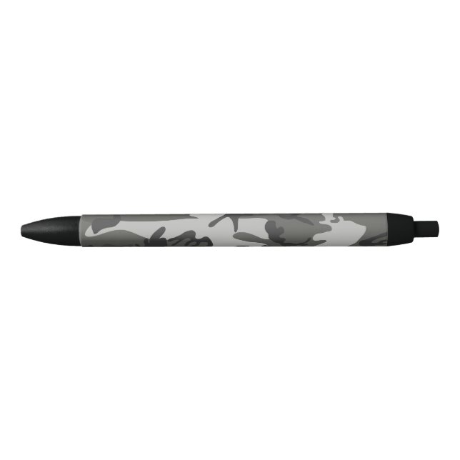 Grey Camouflage Pattern, Military Pattern, Army Black Ink Pen (Front)