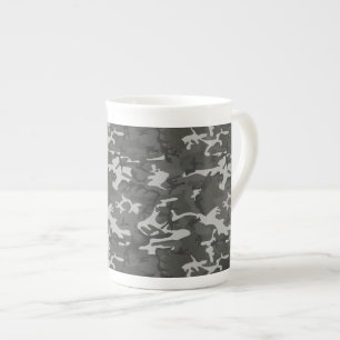 Grey Camouflage Pattern, Military Pattern, Army Bone China Mug