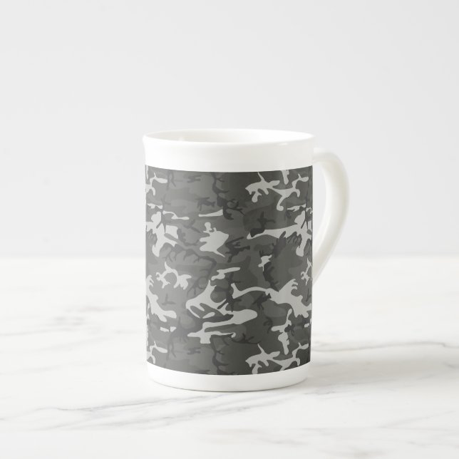 Grey Camouflage Pattern, Military Pattern, Army Bone China Mug (Front Right)