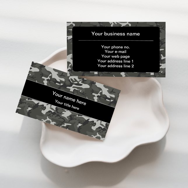 Grey Camouflage Pattern, Military Pattern, Army Business Card (Creator Uploaded)