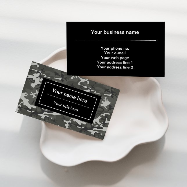 Grey Camouflage Pattern, Military Pattern, Army Business Card (Creator Uploaded)