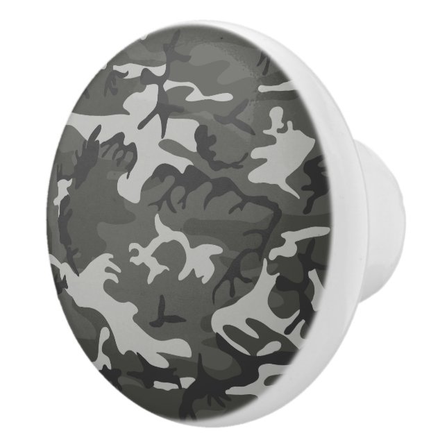 Grey Camouflage Pattern, Military Pattern, Army Ceramic Knob (Right)