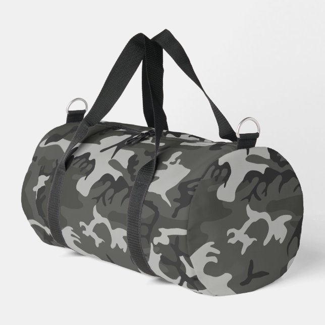 Grey Camouflage Pattern, Military Pattern, Army Duffle Bag (Left Corner)