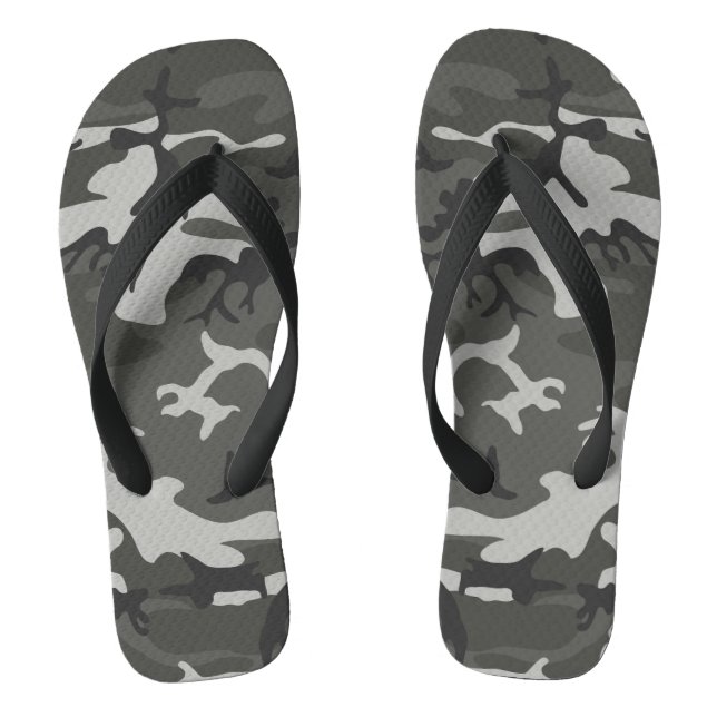 Grey Camouflage Pattern, Military Pattern, Army Jandals (Footbed)