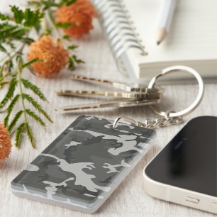 Grey Camouflage Pattern, Military Pattern, Army Key Ring