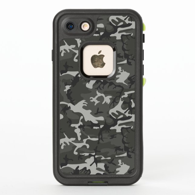 Grey Camouflage Pattern, Military Pattern, Army LifeProof iPhone Case (Back)