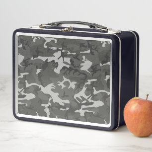 Grey Camouflage Pattern, Military Pattern, Army Metal Lunch Box