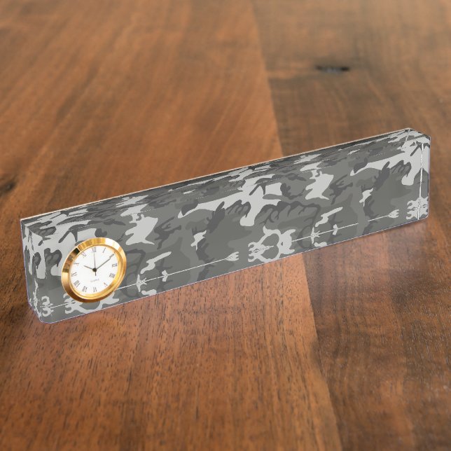 Grey Camouflage Pattern, Military Pattern, Army Nameplate (Side)