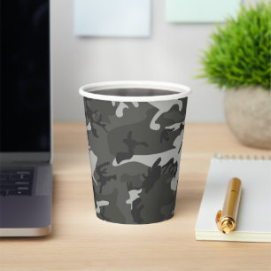 Grey Camouflage Pattern, Military Pattern, Army Paper Cups