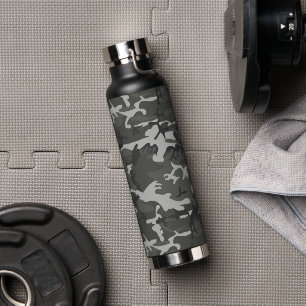 Grey Camouflage Pattern, Military Pattern, Army Water Bottle