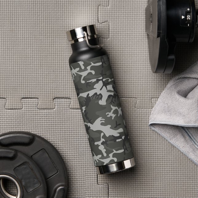Grey Camouflage Pattern, Military Pattern, Army Water Bottle (Gym)