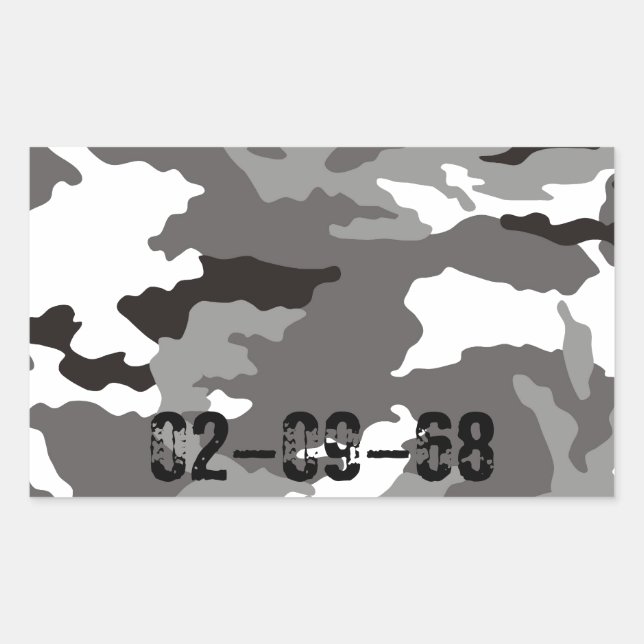 Grey camouflage pattern rectangular sticker (Front)