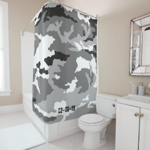 Grey camouflage pattern shower curtain