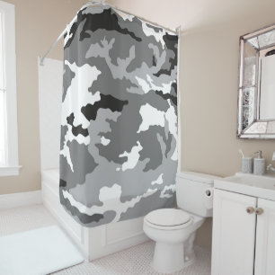 Grey camouflage pattern shower curtain