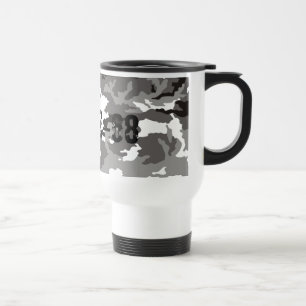 Grey camouflage pattern travel mug