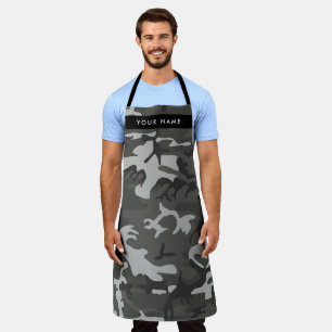 Grey Camouflage Pattern, Your name, Personalise Apron