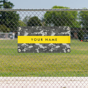 Grey Camouflage Pattern, Your name, Personalise Banner