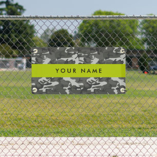 Grey Camouflage Pattern, Your name, Personalise Banner