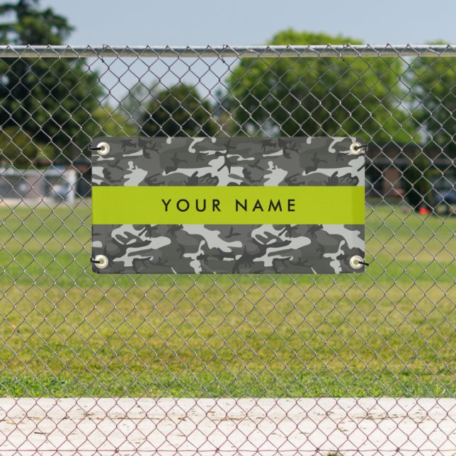 Grey Camouflage Pattern, Your name, Personalise Banner (Insitu)