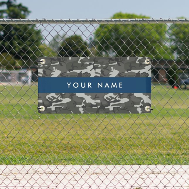 Grey Camouflage Pattern, Your name, Personalise Banner (Insitu)