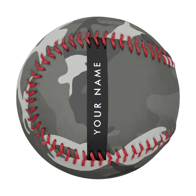 Grey Camouflage Pattern, Your name, Personalise Baseball (Front Left)