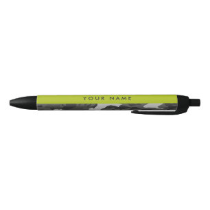 Grey Camouflage Pattern, Your name, Personalise Black Ink Pen