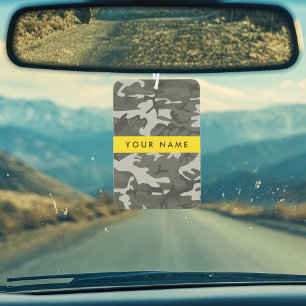 Grey Camouflage Pattern, Your name, Personalise Car Air Freshener