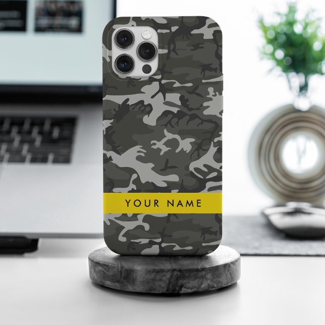 Grey Camouflage Pattern, Your name, Personalise Case-Mate iPhone Case (Creator Uploaded)