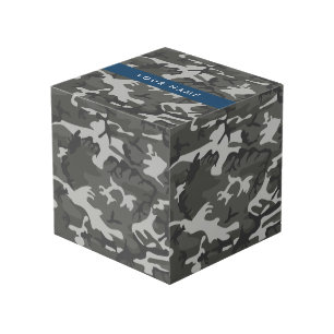 Grey Camouflage Pattern, Your name, Personalise Cube