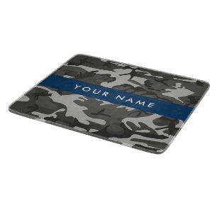 Grey Camouflage Pattern, Your name, Personalise Cutting Board