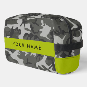 Grey Camouflage Pattern, Your name, Personalise Dopp Kit
