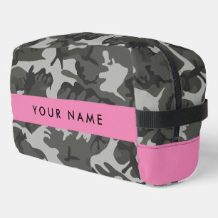 Grey Camouflage Pattern, Your name, Personalise Dopp Kit