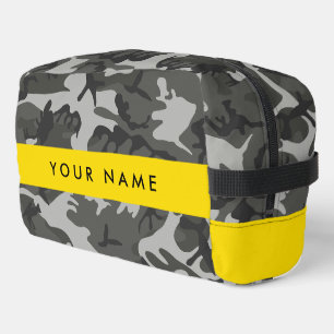 Grey Camouflage Pattern, Your name, Personalise Dopp Kit