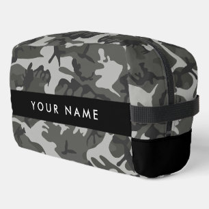 Grey Camouflage Pattern, Your name, Personalise Dopp Kit